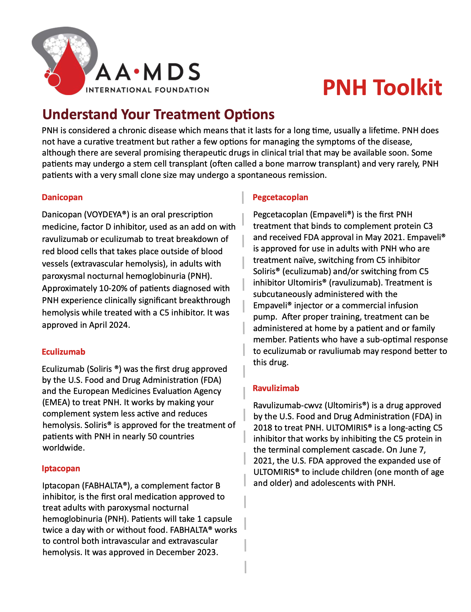 Aplastic Anemia Toolkit - Treatment Options for PNH (Thumbnail)