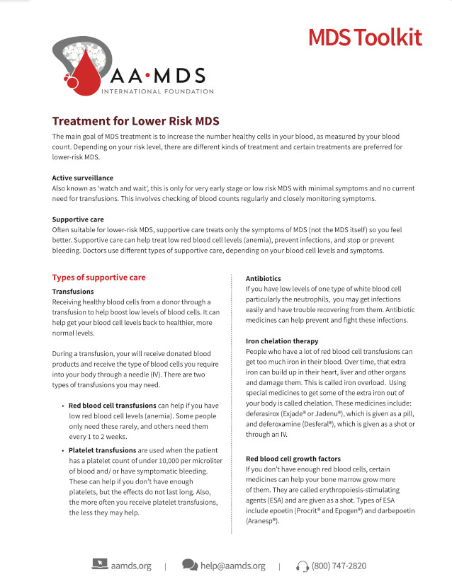 MDS Toolkit - Treatment for Lower Risk MDS (Thumbnail)